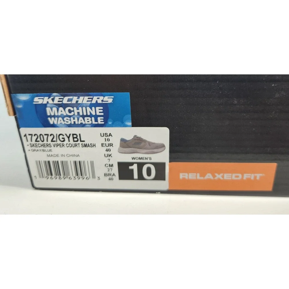 Skechers‎ Viper Court Smash Pickleball Shoes Gray Blue 172072 GYBL Womens 10